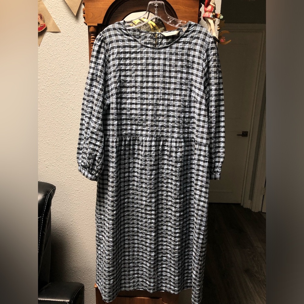 Essentials Blue Check Midi Dress
